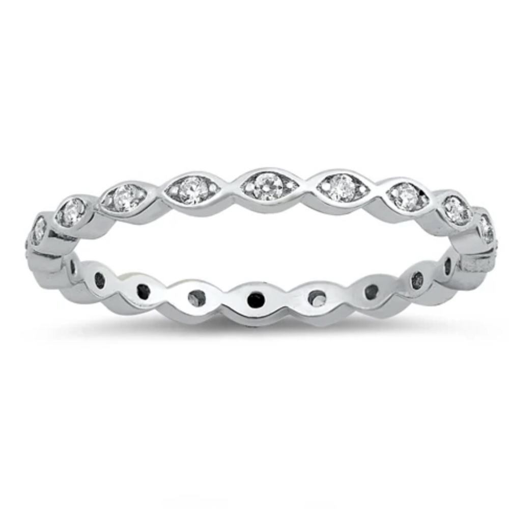 Sterling Silver CZ Eternity Band – Size 8